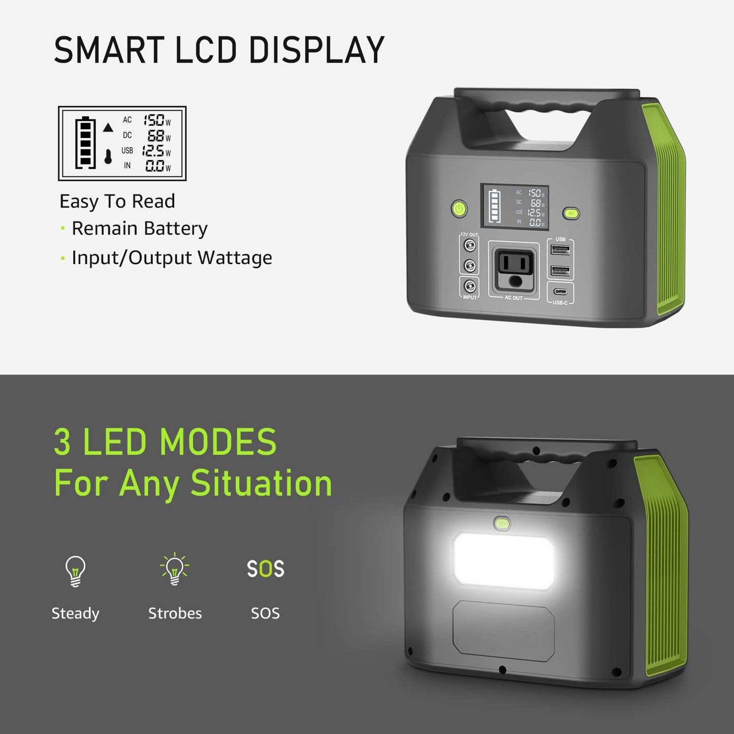 Portable Power Station EnginStar 300W Solar Generator 110V 296Wh Power Bank Two Pure Sine Wave AC Outlet 80000mAh Lithium Battery Pack for Camping Outdoors Trip RV Hunting Vans Emergency Backup