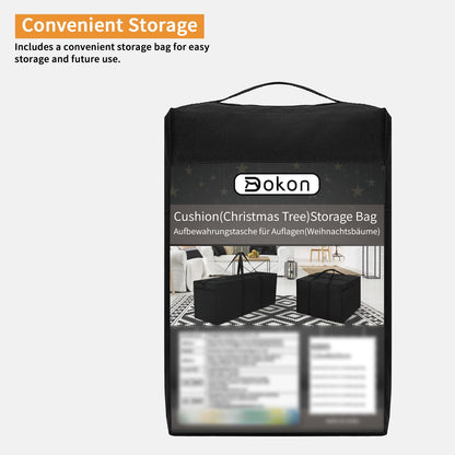 Dokon Garden Furniture Cushion Storage Bag Waterproof Christmas Tree Storage Bag Anti-UV Heavy Duty Oxford Fabric Outdoor Cushion Bags with Durable Handle and Zipper (175x55x75cm) - Black