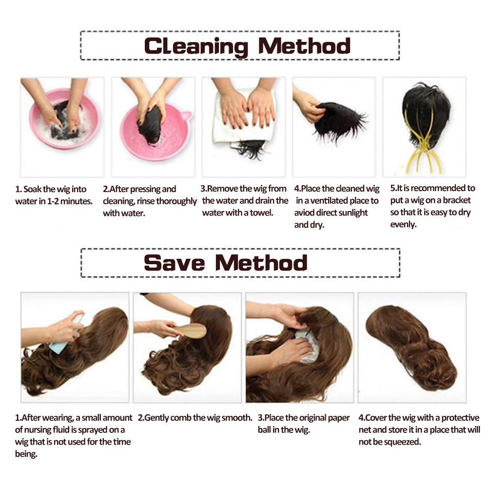 Baruisi Mens Wig Brown Long Straight Synthetic Cosplay Halloween Hair Wigs for Fancy Dress