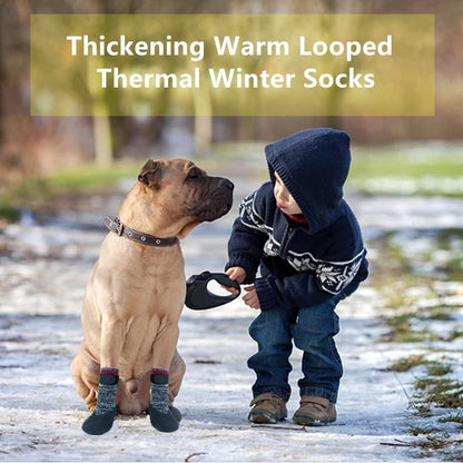 Mihachi Dog Socks Winter Paw Protectors Silicone Sole Anti-Slip Waterproof Boots,L
