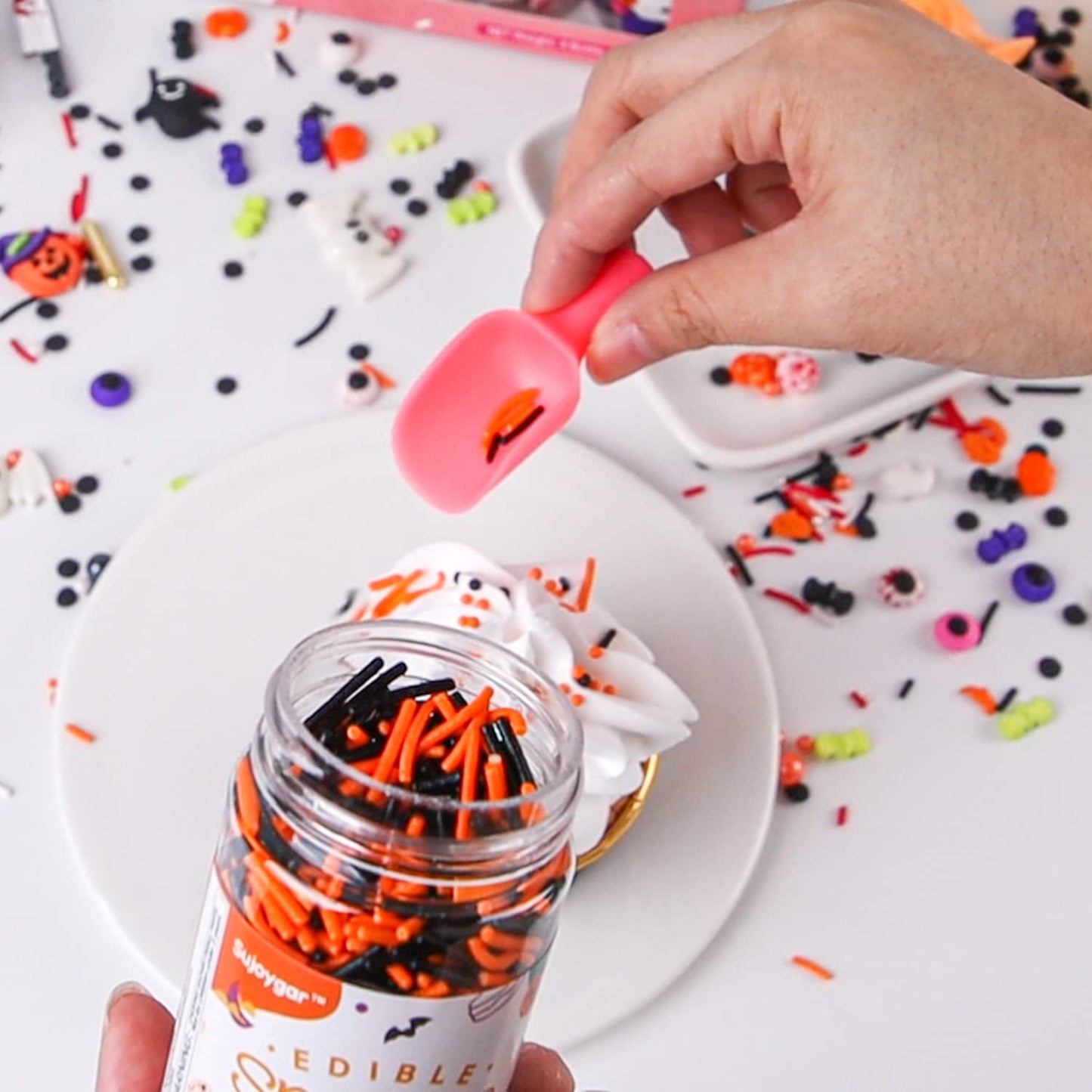 Halloween Sprinkles for Cake Decorating, Food Grade 50g/bottle, Jimmies Sprinkles, Pumpkin Sprinkles, Fancy Sprinkles for Cupcake Decorating, Baking, Toppers Cookies