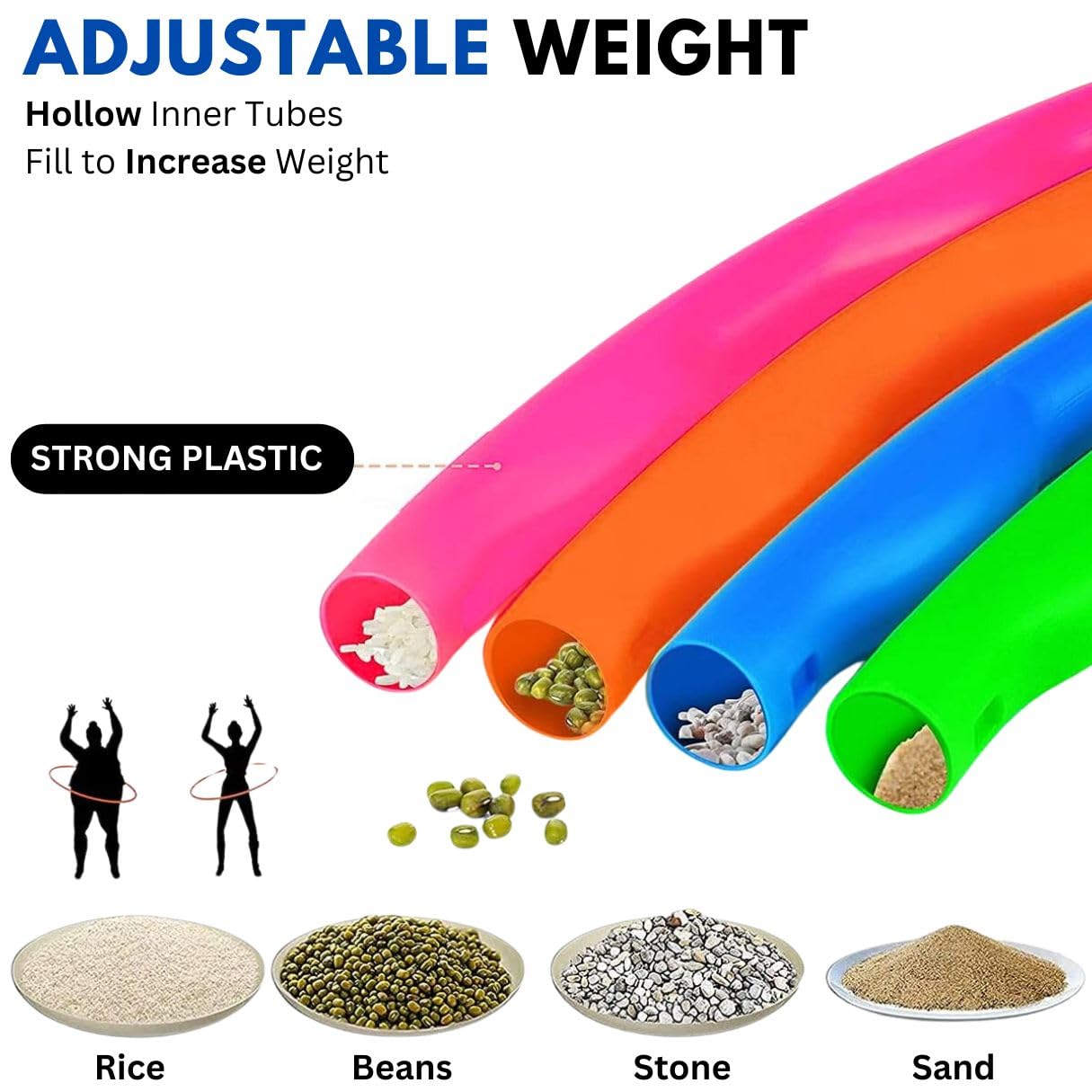 6 Pack: Toy Hoop Bundle Pack - Snap Together Detachable Adjustable Weight Size Plastic Hoops - Kids Hoola Rings for Sports, Exercise, Playing, 32-Inch