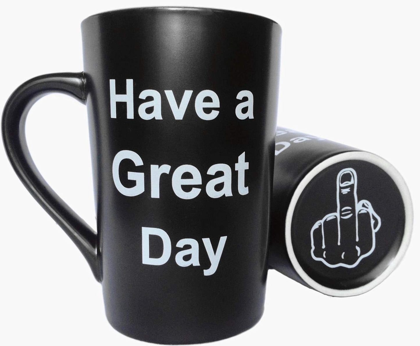 MAUAG Funny Christmas Gifts Unique Coffee Mugs Have a Great Day Cute Cool Ceramic Cup Black, Best Holiday and Birthday Gag Gifts, 15 Oz
