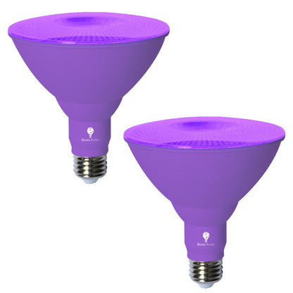 Bluex Bulbs 2 Pack LED Par38 Flood Purple Light Bulb - 18W (120Watt Equivalent) - Dimmable - E26 Base LED Lights, Party Decoration, Porch, Home Lighting, Holiday Halloween Purple Flood Lights Bulb.