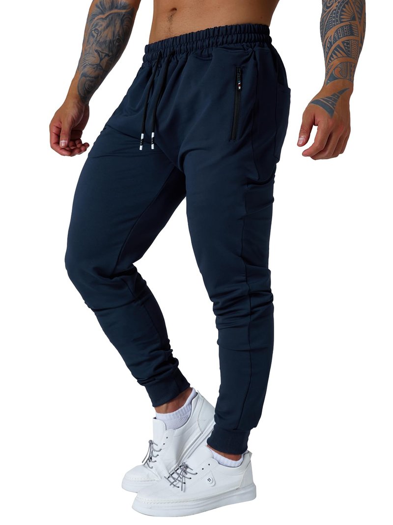 Punwet Mens Jogging Casual Pants Joggers Sweatpants Active Athletic Workout for Men Navy L