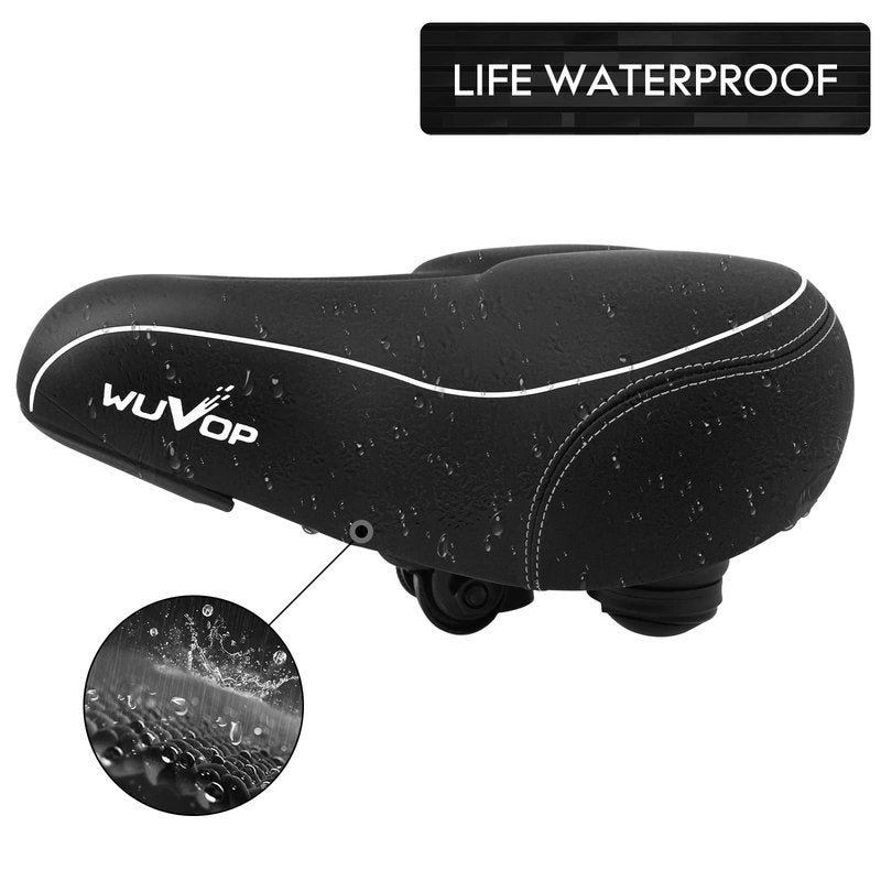 Oversized Bike Seat, Wide Bicycle Seat for Women Men Comfort, Universal Waterproof Bike Saddle Replacement with Safety Reflective Strip for Peloton, Exercise Bikes, Cruiser, City Bikes