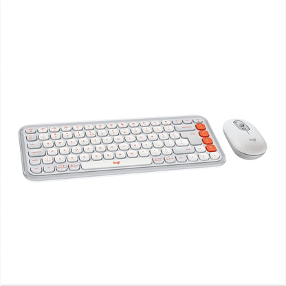 Logitech POP ICON Keys Wireless Bluetooth Keyboard, Comfortable Typing, Programmable Keys, Easy-Switch Between up to 3 Devices, for Laptop, Tablet, PC – Rose and Off-White