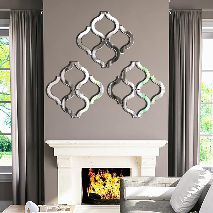 DMDFIRST Arc-Shaped Decorative Wall Mirror Silver Color 20”x20” Large, Exquisite Bevelled Gorgeous Glam Accent Decor Mirror, Unique Modern Fashion Hand Craft Mirror Wall Decor Chic Mirror