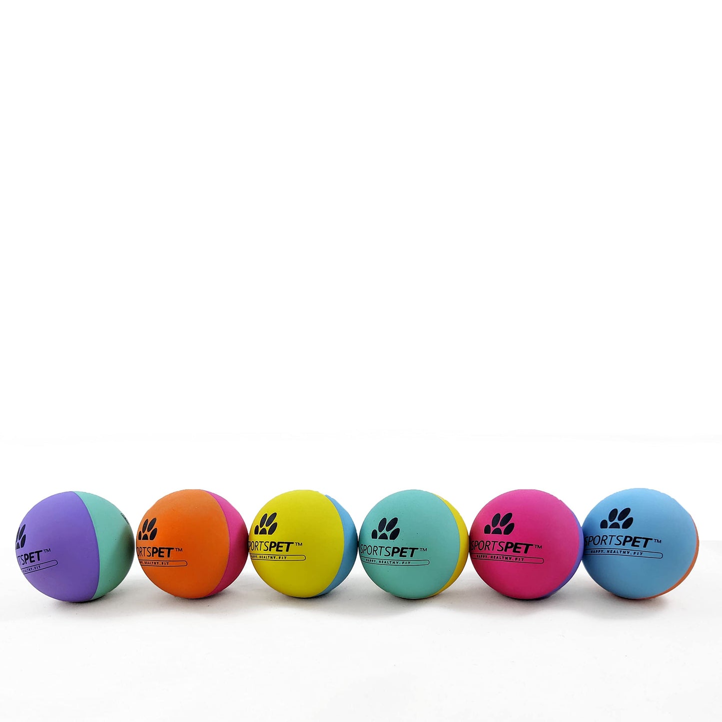 SPORTSPET High Bounce Natural Rubber Dog Balls (6 Pack High Bounce) (60mm)