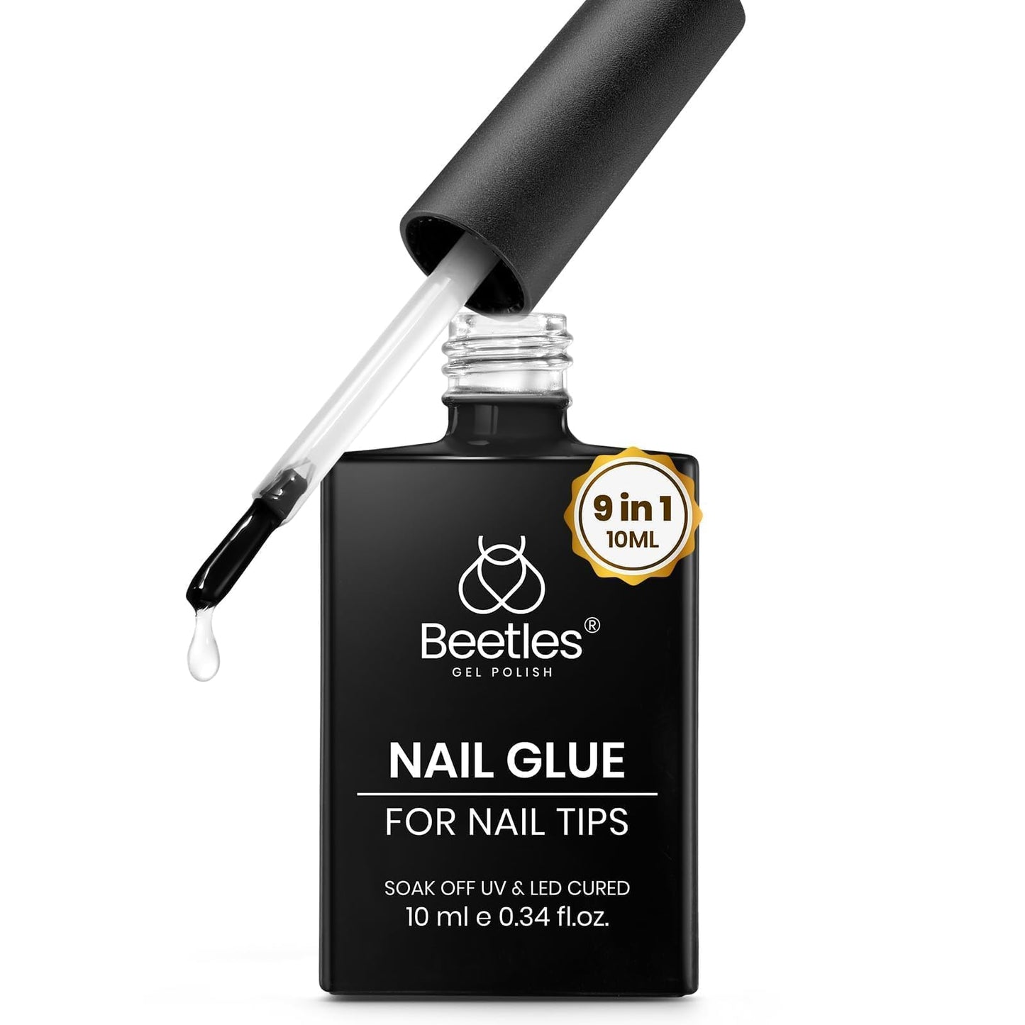 Beetles Gel Nail Kit Short Almond, 240Pcs Easy Nail Extension Set Shaped Clear Tips with 5 in 1 Nail Glue Base & Top Coat and Mini UV Lamp, Nail Tips Art Acrylic Nail Kit Gifts for Women