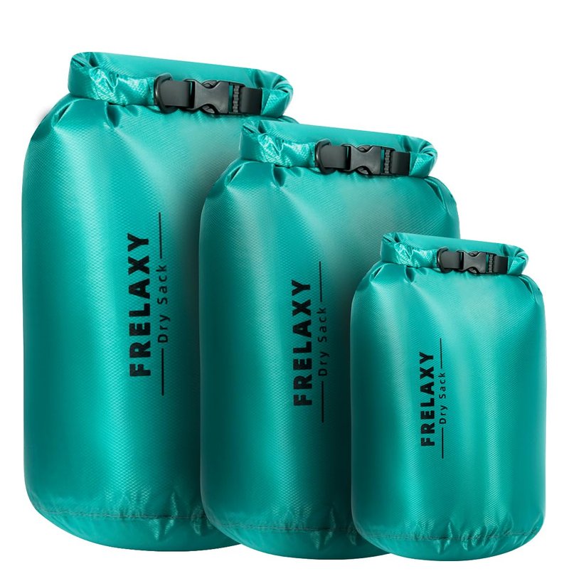 Frelaxy Waterproof Dry Bag 2 Pack/3 Pack, Lightweight Portable Dry Bags, 5L & 15L & 25L Durable Dry Sack Set Keep Gear Dry for Hiking, Camping, Boating, Backpacking, Kayaking (3 Pack - Turquoise)