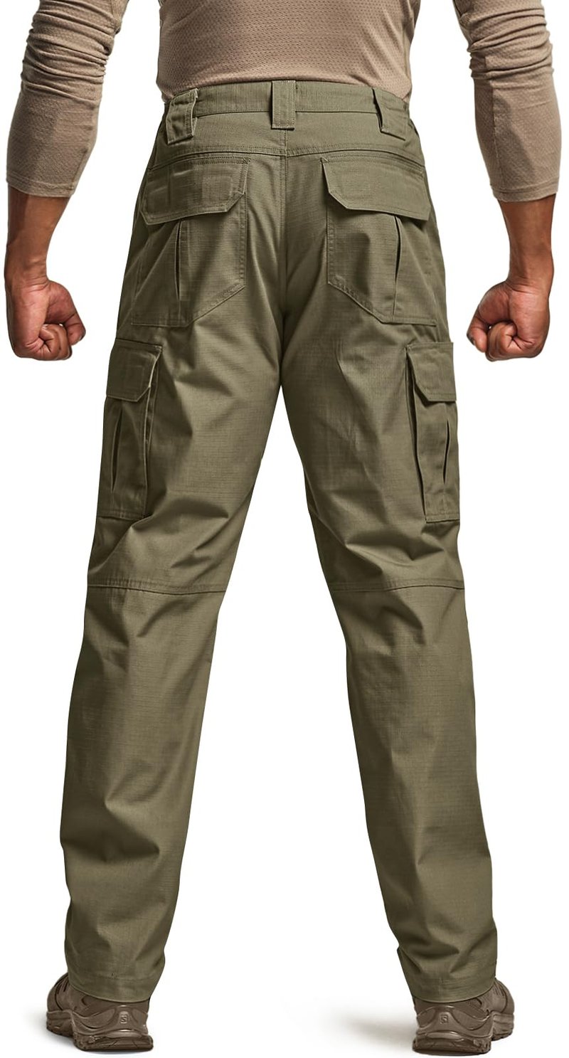 CQR Men's Tactical Pants, Water Resistant Ripstop Cargo Pants, Lightweight EDC Work Hiking Pants, Outdoor Apparel, Raider Soil Green, 34W x 34L