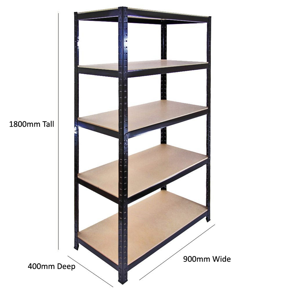The Shopfitting Shop 5 Tier Boltless Garage Shelving Workshop Storage Racking Shelves Heavy Duty Metal 1800 x 900 x 400
