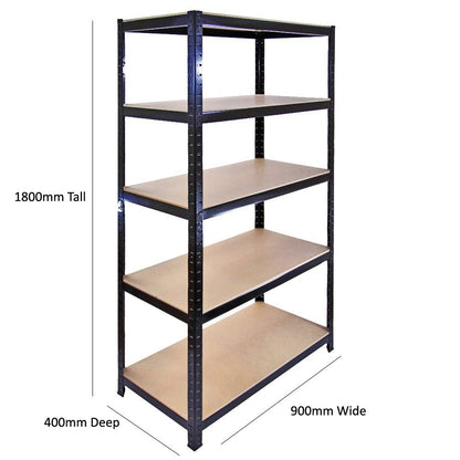The Shopfitting Shop 5 Tier Boltless Garage Shelving Workshop Storage Racking Shelves Heavy Duty Metal 1800 x 900 x 400