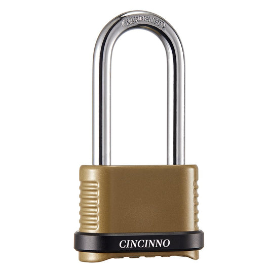 CINCINNO 4 Digit Combination Lock, Heavy Duty Combo Padlock with Long Shackle for Outdoor Use,Sheds, Locker, Storage Unit, Gym and Gate
