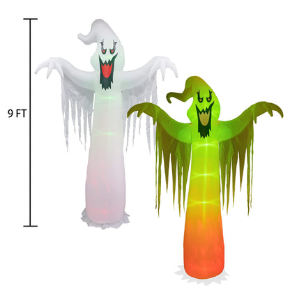 Hourleey 9 FT Halloween Inflatables Outdoor, Halloween Blow Up Yard Decorations with Built-in LED Lights for Indoor Outdoor Party Garden Lawn Clearance (Ghost)