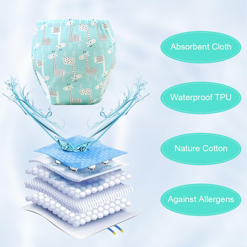 Aolso Reusable Baby Toddler Potty Training Underwear, Cotton Washable Toilet Pants with Patterns for Boys (Boy-100, 10Pcs)
