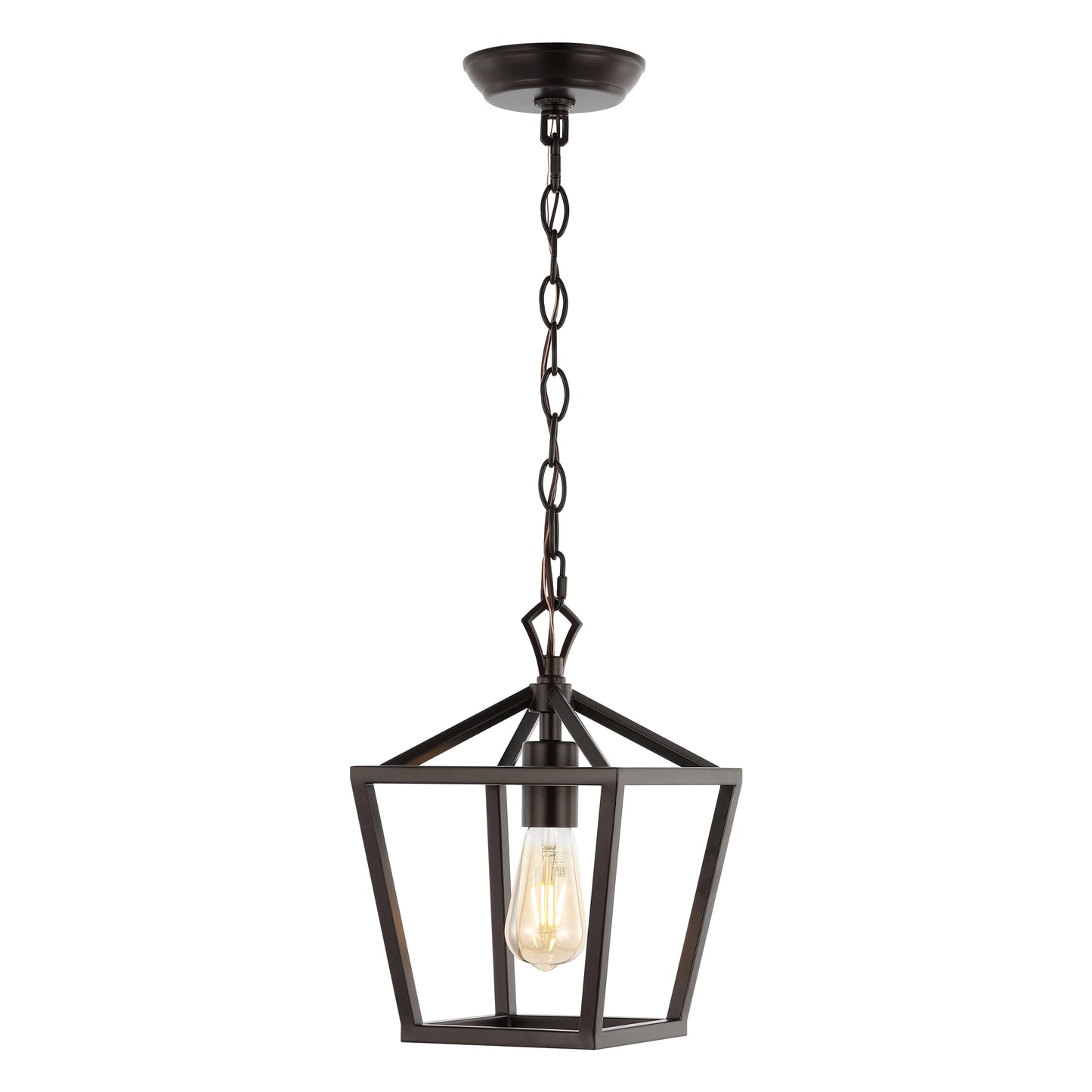 JONATHAN Y JYL7618A Pagoda 8" 1-Light Vintage Farmhouse Iron Chain Pagoda LED Pendant Minimalist, Rustic, Industrial, Classic, Casual, Living Room, Dining Room, Bedroom, Foyer, Oil Rubbed Bronze