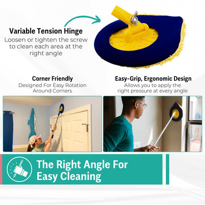 CHOMP Long Handle Wall Cleaner, 5 Minute CleanWalls Extendable Wall Washer, Ceiling Cleaner, Baseboard Duster, Telescoping Dry Dust and Wet Wash Cleaning Mop with Washable Microfiber Pad