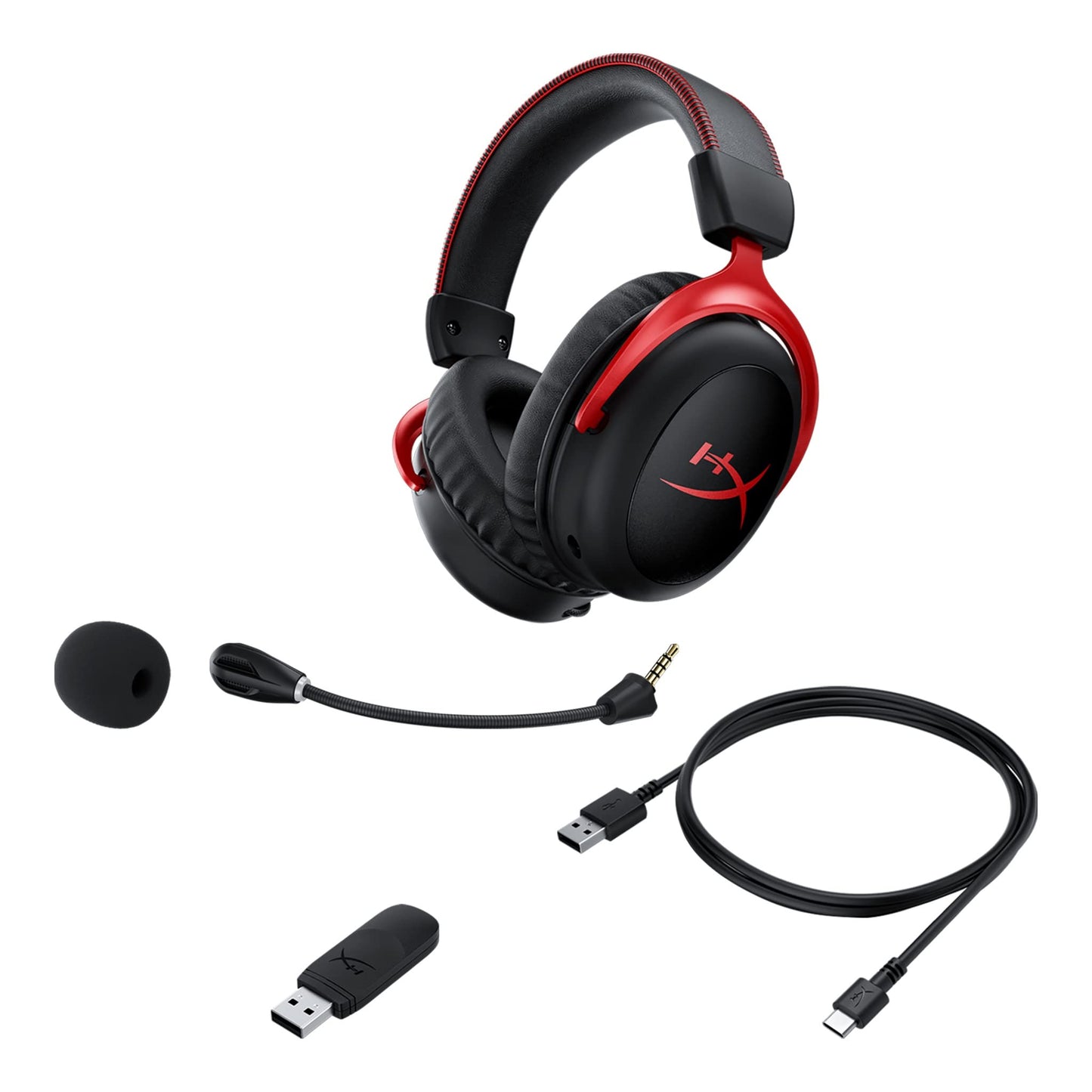 HyperX Cloud II Wireless - Gaming Headset for PC, PS5, PS4, Long Lasting Battery Up to 30 Hours, DTS Headphone:X Spatial Audio, Memory Foam, Detachable Noise Cancelling Microphone with Mic Monitoring