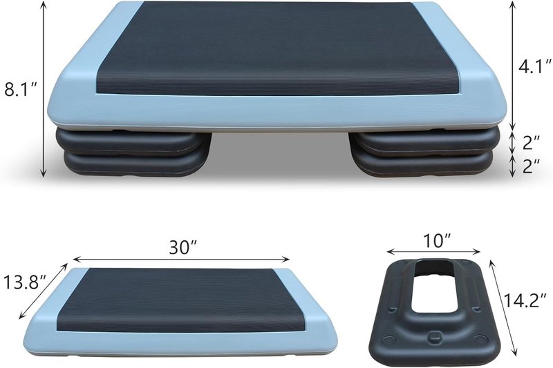 Adjustable Step Platform 30" × 14" Workout Aerobic Stepper Height Step for Fitness Strength Training with Risers Exercise Platform for Home Gym(Grey)