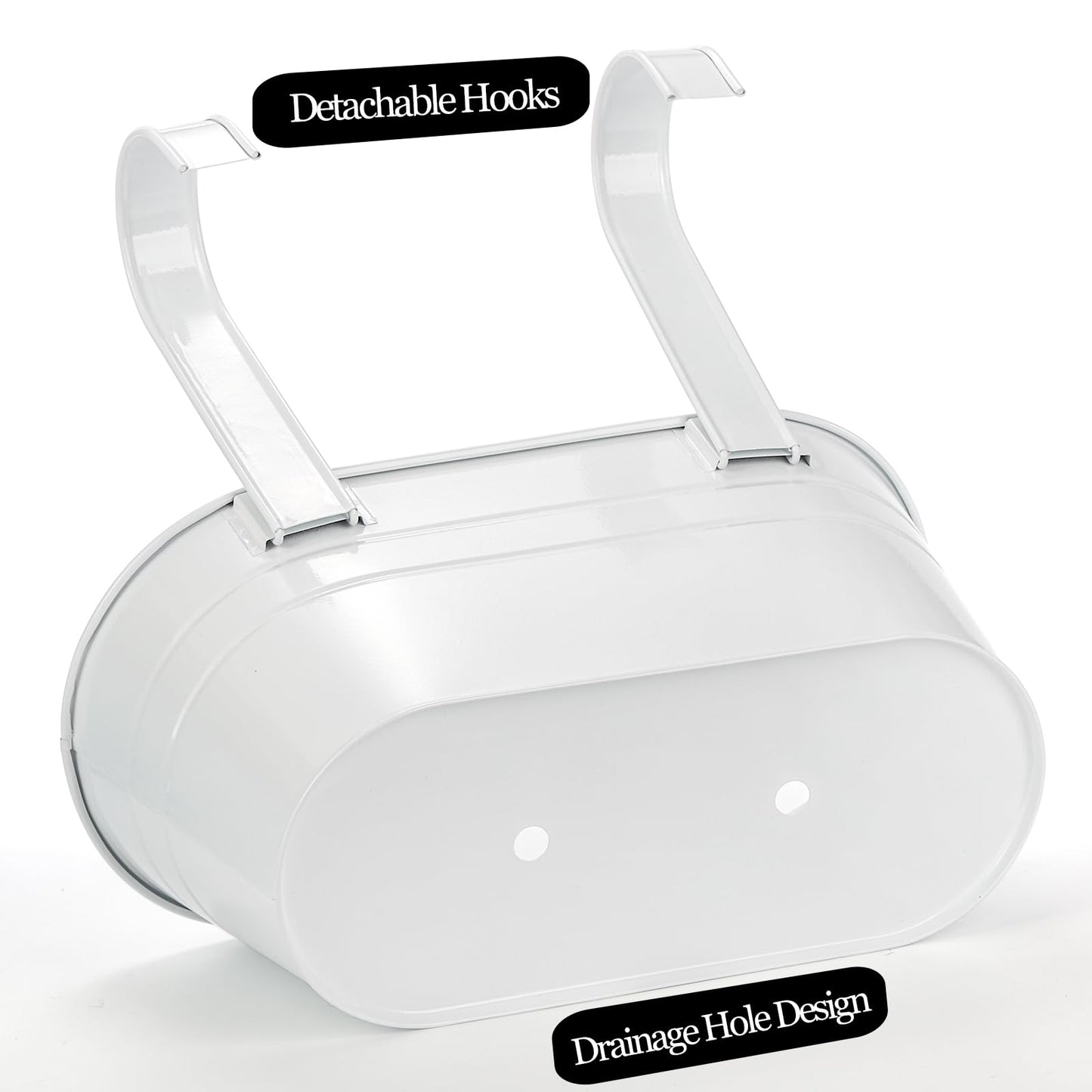 Foraineam 6 Pack Hanging Flower Pots, Metal Iron Plant Pot Holders, Garden Pots Balcony Planters, Metal Bucket Flower Holders Wall Hanging Decor Pot with Detachable Hooks for Railing Fence Balcony