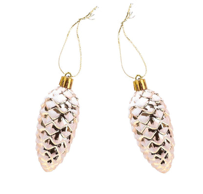 DAHI 10pcs Glitter Christmas Tree Pendant fir Tree Cones Champagne Christmas Tree Ornament Christmas Balls for Christmas Tree Decoration (Champagne-a)