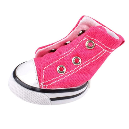 BESUNTEK Pet Dog Shoes, Puppy Canvas Sport Shoes Sneaker Boots, Non Slip Causal Shoes Dog & Cat Paw Protective Cover for Outdoor Walking, Sports and Hot Pavement, 4pcs