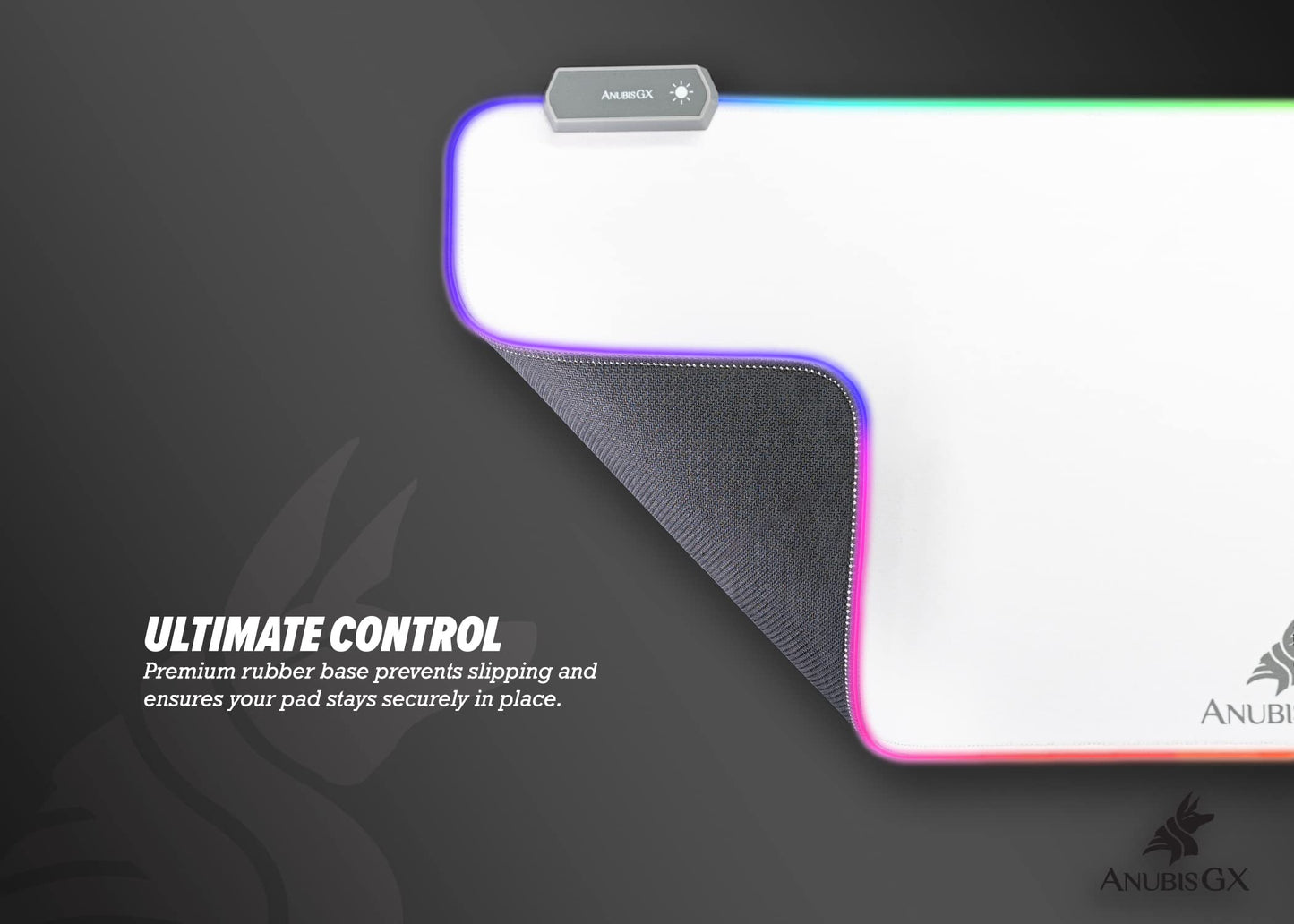AnubisGX White RGB Mouse Pad | Premium XL Waterproof Computer Gaming Desk Mat | 14 Glowing LED Settings | XXL Extended Non-Slip Gamer Mousepad | 31.5 x 11.8 in