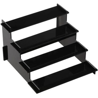 HENABLE 4 Tier Black Acrylic Display Risers, Perfume Organizer Stand, Cupcake Stand Holder, Shelf Risers for Display Stands for Funko POP Figure, Dessert Shelves for Party, Decoration
