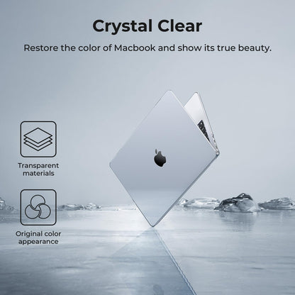EooCoo Compatible with MacBook Air 13 inch Case M4 M3 M2 2025 2024 2022 Mac Book Air 13.6" Transparent Hard Shell for Model A3240 A3113 A2681 with Touch ID, Plastic Cover Smooth Skin - Crystal Clear