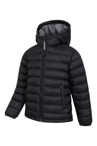 Mountain Warehouse Seasons Padded Kids Puffer Jacket - Water Resistant & Lightweight Insulated Rain Coat, Boys & Girls - Spring Summer, School, Travelling Black Teen Size 13 Years