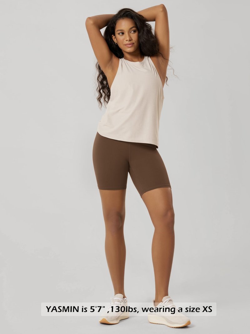 ODODOS Tummy Control Compression Shorts for Women, 6" Inseam High Waist Workout Biker Shorts with Inner Pocket, Brunette, Large