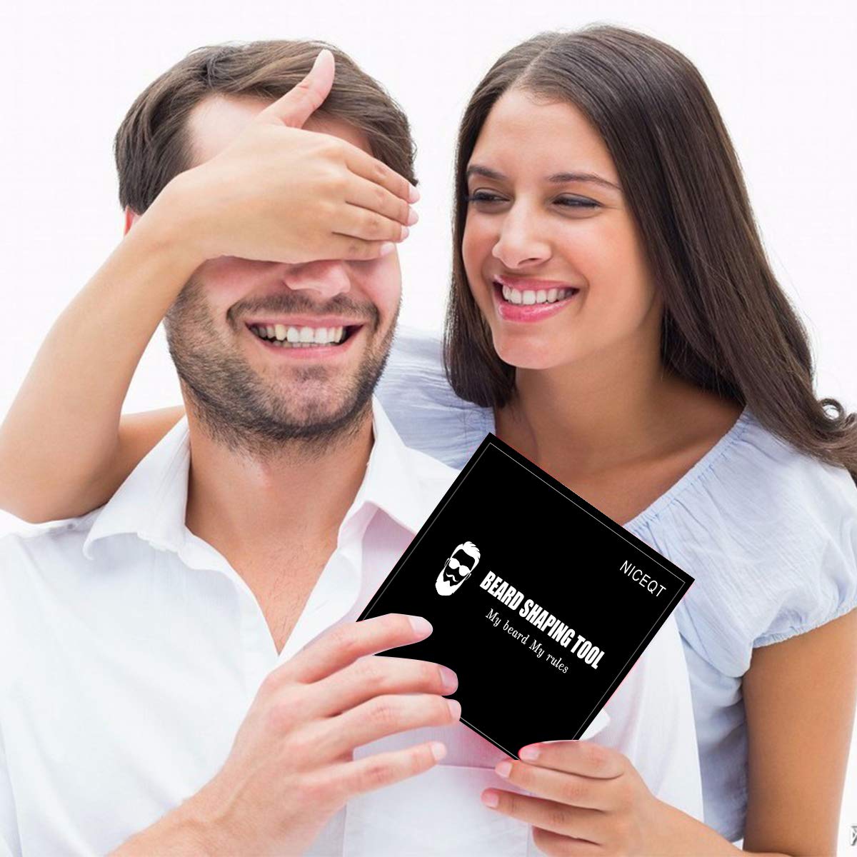 Beard Shaper, Beard Shaping Tools, Include Beard Template Guide, Professional Straight Edge Razor, 10 Count of Double Edge Blade, Barber Pencil, Beard Comb, 2 Stainless Steel Scissors, CUKBLESS