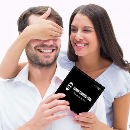 Beard Shaper, Beard Shaping Tools, Include Beard Template Guide, Professional Straight Edge Razor, 10 Count of Double Edge Blade, Barber Pencil, Beard Comb, 2 Stainless Steel Scissors, CUKBLESS