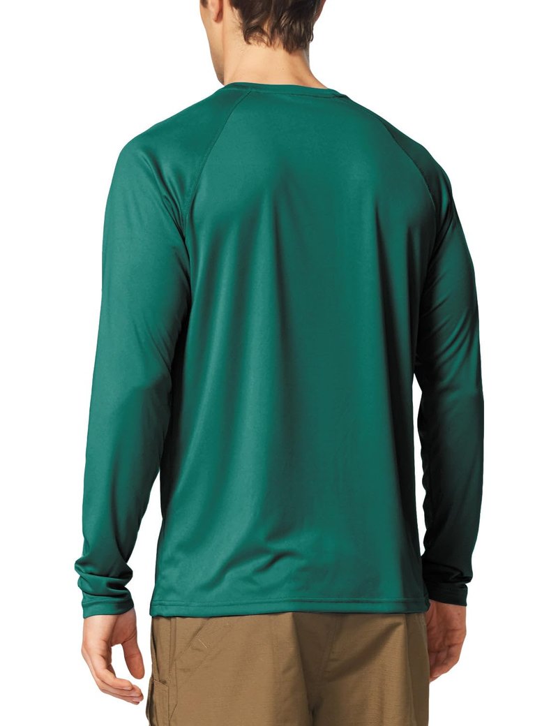 baleaf Mens UPF 50+ Sun Protection Shirts Long Sleeve Rash Guard, Quick Dry 4-Way Stretch for Fishing Swimming Surfing 01-Emerald L