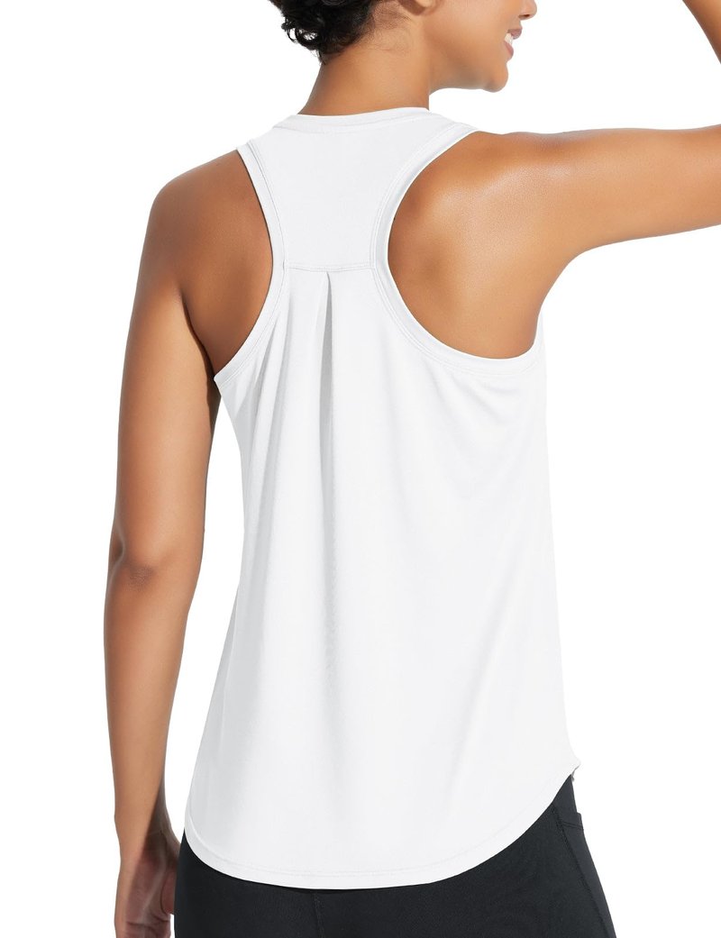 baleaf Women's Workout Tank Top Racerback Tops Sleeveless Running Shirts Loose Fit Yoga Athletic Gym Sports White 2XL