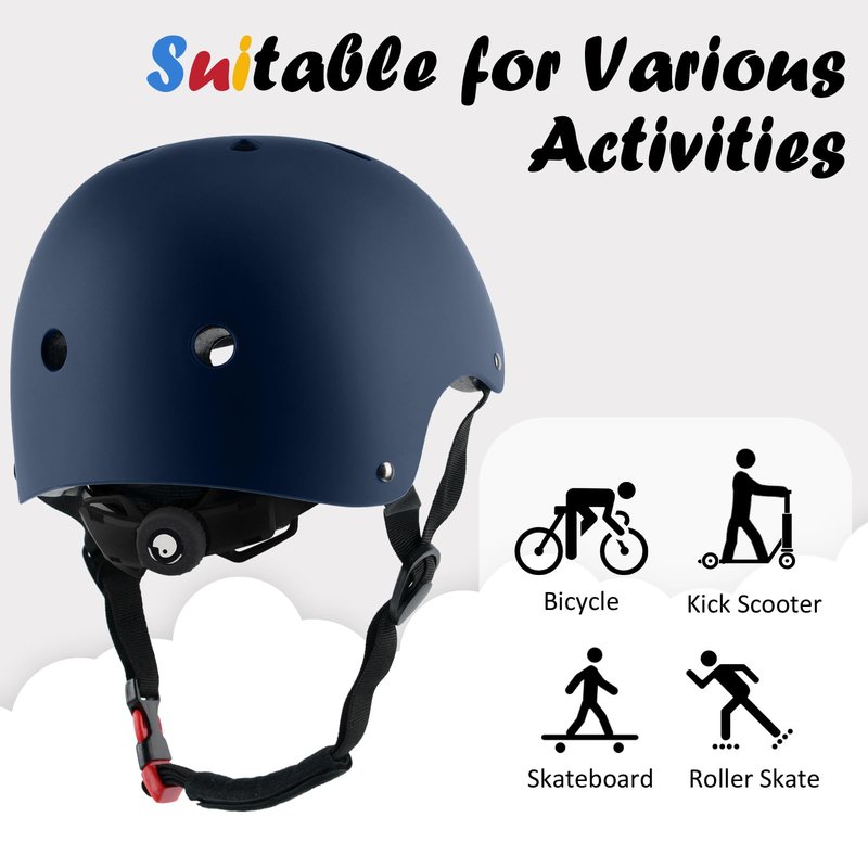 Kids Bike Helmet, Adjustable and Multi-Sport, from Toddler to Youth, 3 Sizes (Navy)