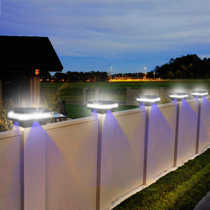 GEYUEYA Home Solar LED Post Lights Outdoor Garden Post Lights Solar Powered Solar Fence Lights IP65 Waterproof Square Black Landscape Post Cap Lamp for Patio Fence Post Deck Wooden Posts(4 Pack)