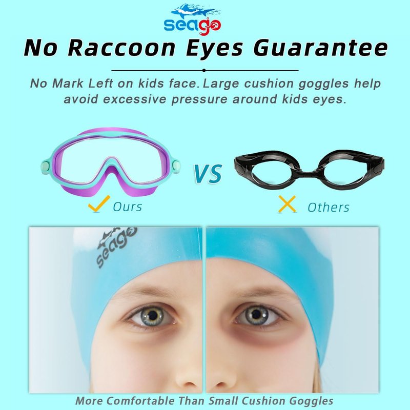 Kids Goggles for Swimming 2 Pack No Leaking Anti-Fog Outer Eye Fit with Wide View UV Protection Crystal Clear Watertight Swim Goggles with nose cover Suitable for Children Youth Boys Girls Age 3 to 14