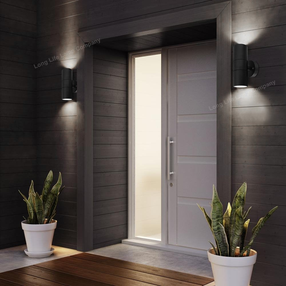 Long Life Lamp Company Black Stainless Steel Double Wall Light IP65 Up Down Outdoor Wall Light ZLC035B
