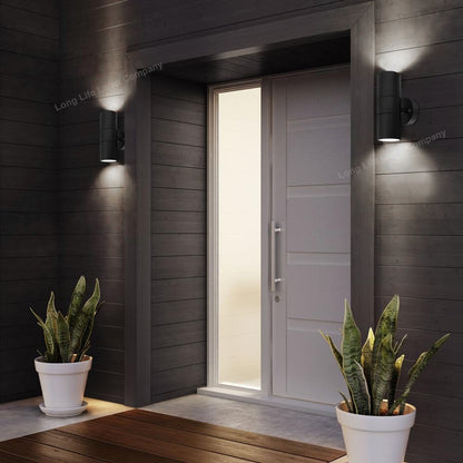 Long Life Lamp Company Black Stainless Steel Double Wall Light IP65 Up Down Outdoor Wall Light ZLC035B