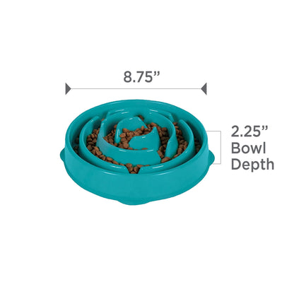Outward Hound Fun Feeder Slo Bowl, Slow Feeder Dog Bowl, Medium/Mini, Turquoise
