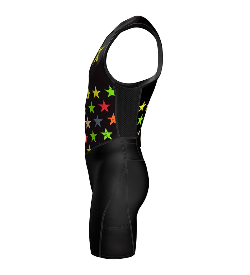 Sparx Men's Premium Triathlon Suit – Padded, Quick-Dry, Compression Fit, Lightweight Tri Suit for Swim, Bike, Run Race & Training (XL, Stars)