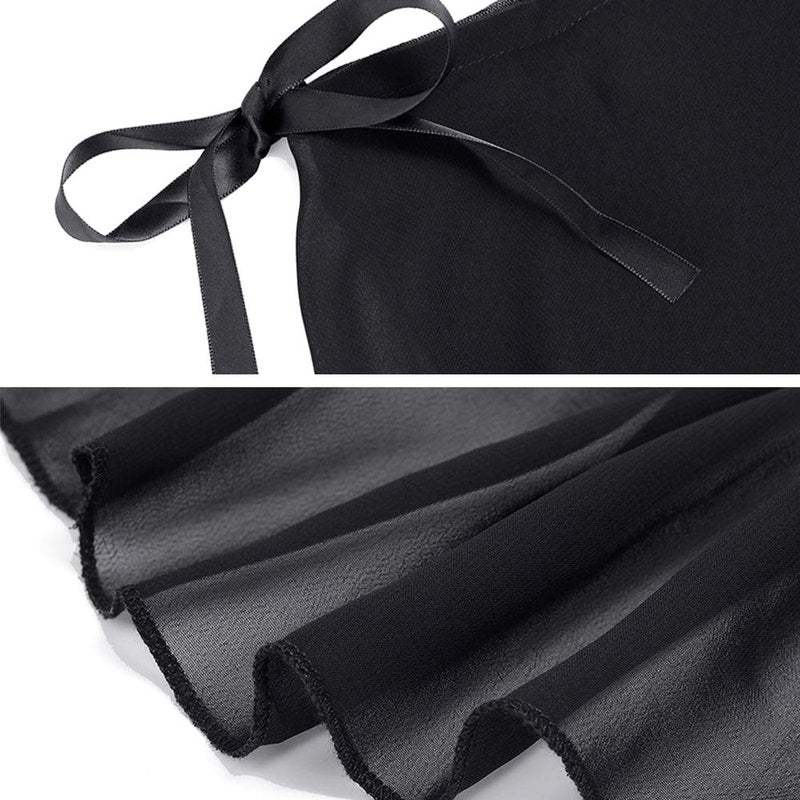 Stelle Women Ballet Skirt Black Chiffon Wrap Skirt Waist Tie Flowy Dance Skirts (Black,L)