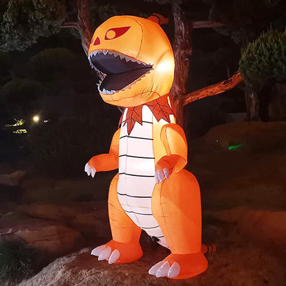 DearSun 8FT Giant Halloween Inflatable Pumpkin Dinosaur with LED Lights Outdoor Decoration Large Party Yard Decoration (Giant Pumpkin Dinosaur)