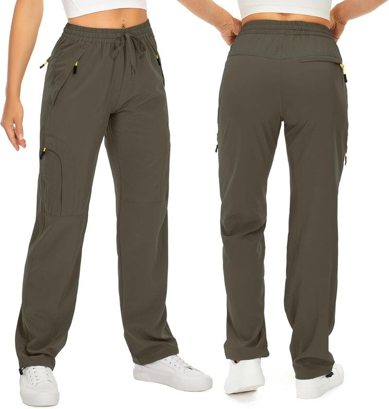 Women's Quick-Dry Hiking Pants - UPF 50 Lightweight Cargo Pants with Zipper Pockets | Ideal for Travel & Golf