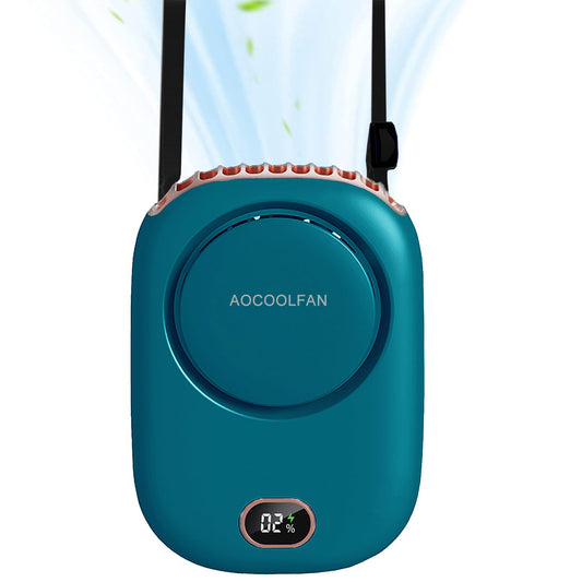 AOCOOLFAN Portable Neck Fan, Mini Small Personal Handheld Fan USB Rechargeable 3 Speed for Girls Boys Woman Eyelash Travel Home Office Outdoor (Blue)