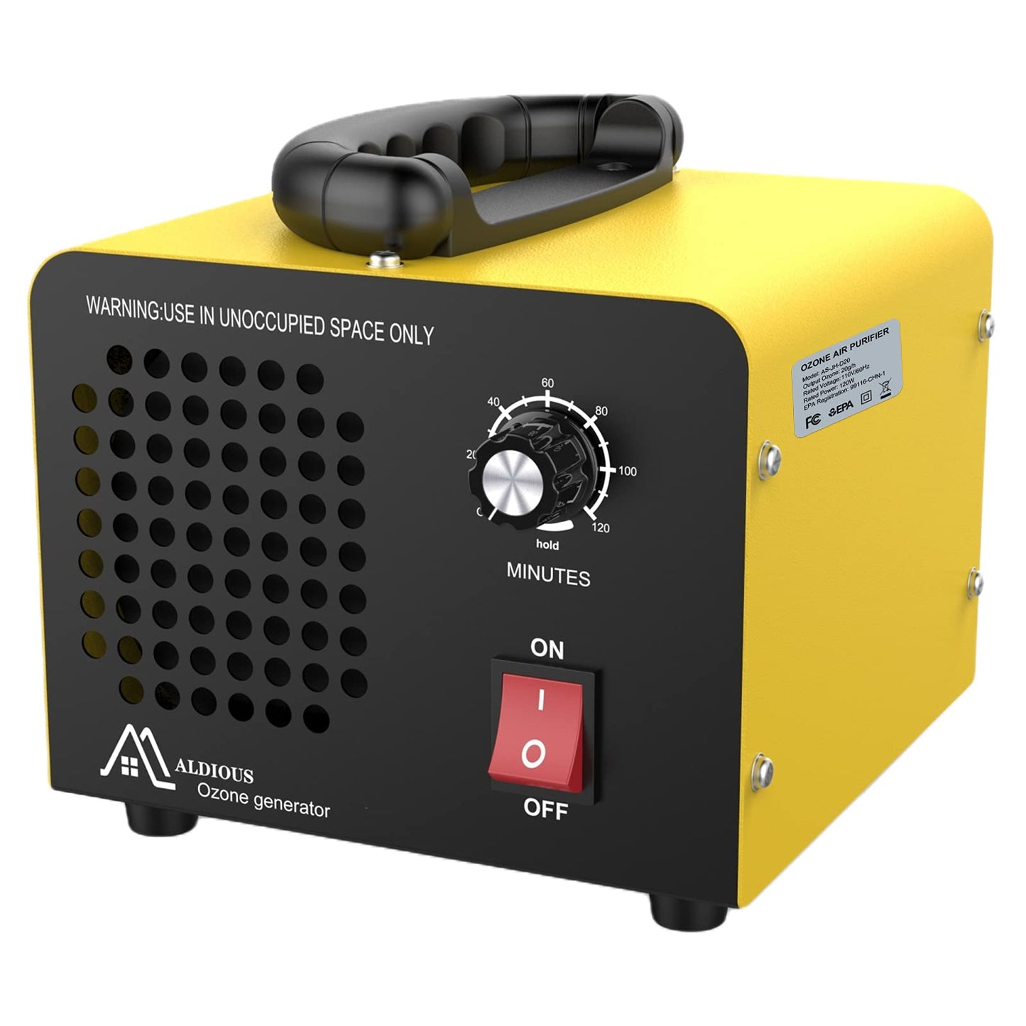 ALDIOUS High Capacity Industrial Ozone Generator - 20,000mg/h, Commercial Ozone Machine for Rooms, Smoke, Cars, and Pets