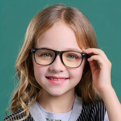 Boolavard Kids Nerd Glasses Clear Lens Geek Fake Eyeglasses for Girls Boys Eyewear Age 4-12 (Black)
